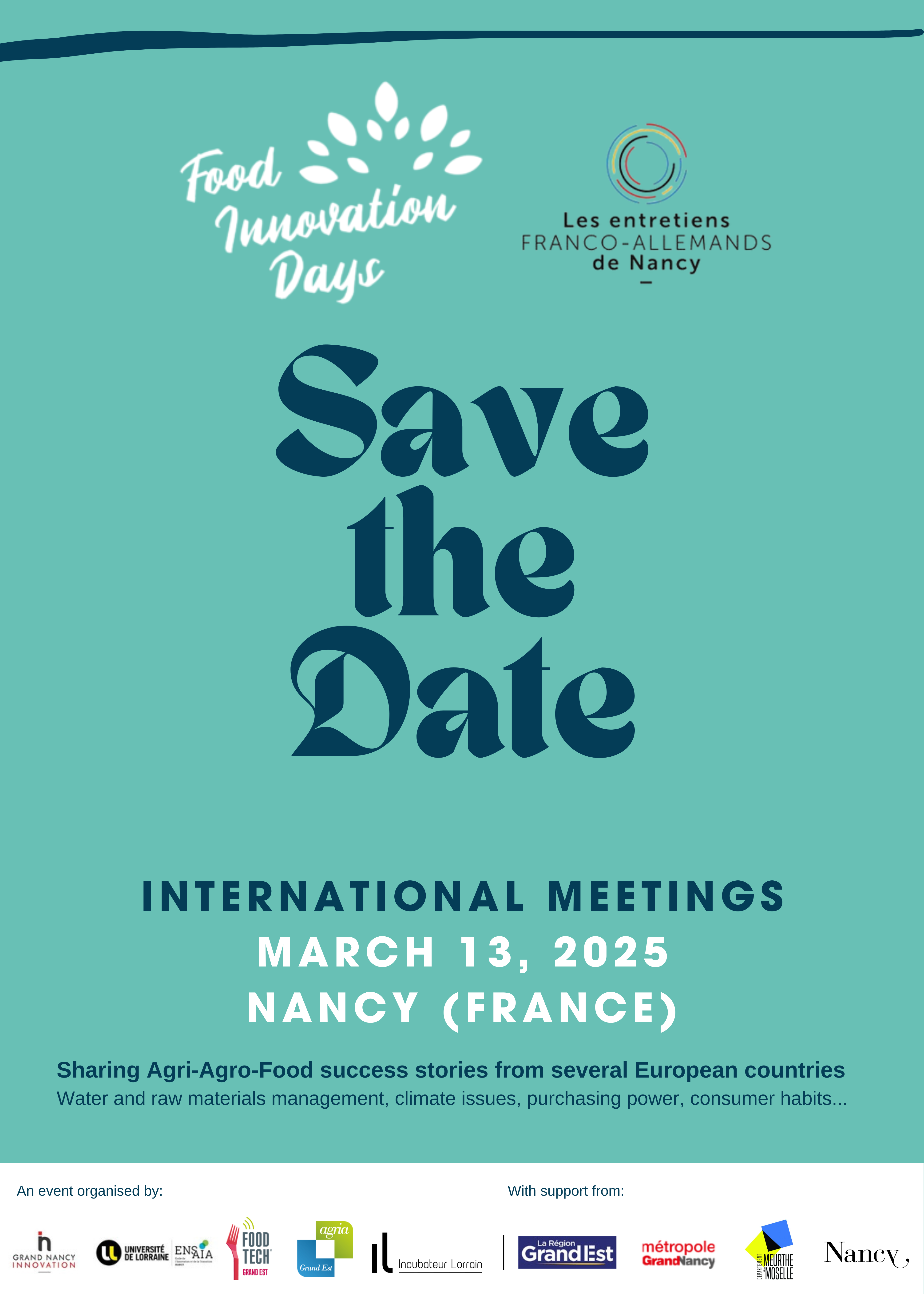 Les Rencontres Internationales des Food Innovation Days – Rendez-vous le 13 mars 2025 à Nancy !